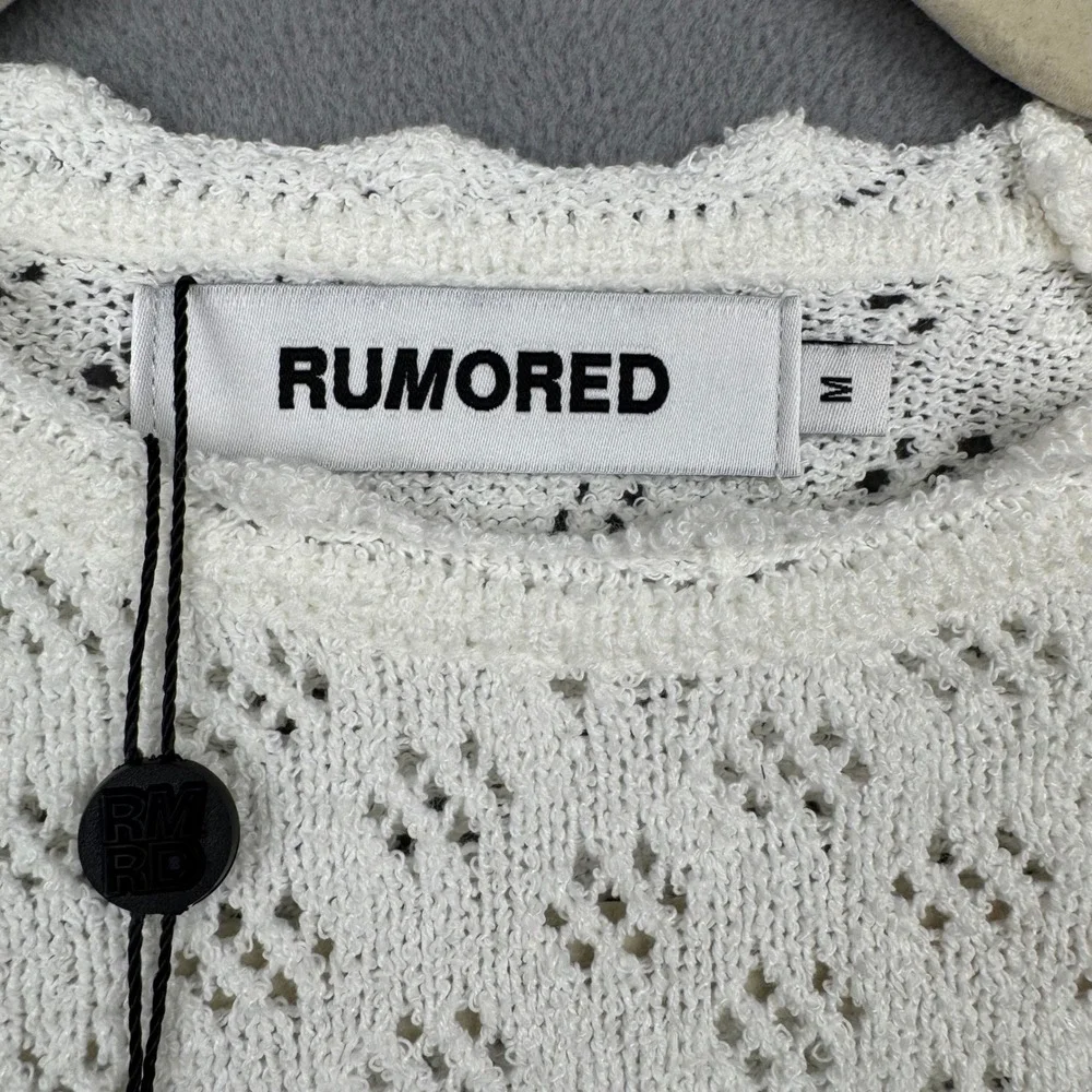 Rumored Vermont Mini Dress White Lace Knit‎ Long Sleeve M NWT